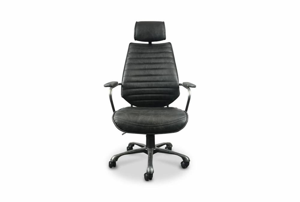 Office Chairs |   45″ Modern Black Leather Executive Rolling Office Desk Chair Home Office Office Chairs