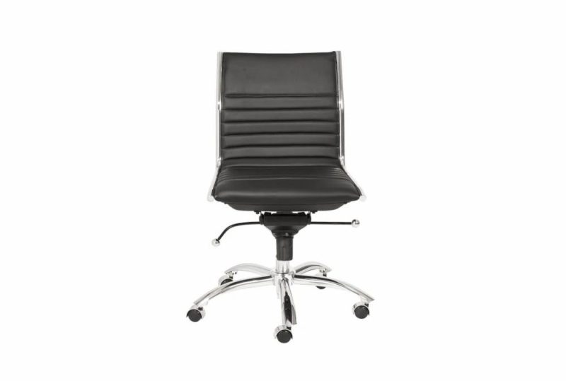 Office Chairs |   Copenhagen Black Faux Leather And Chrome Low Back Armless Rolling Office Desk Chair Home Office Office Chairs