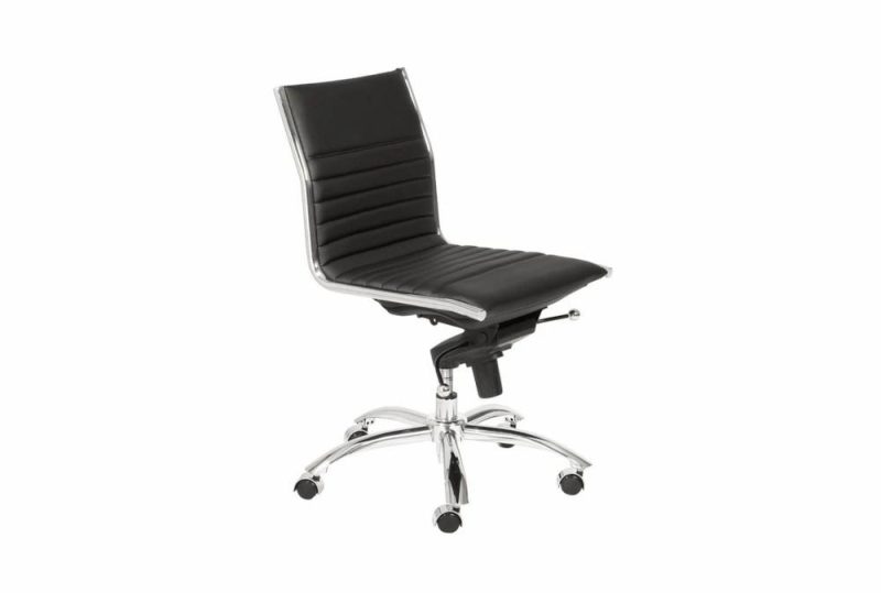 Office Chairs |   Copenhagen Black Faux Leather And Chrome Low Back Armless Rolling Office Desk Chair Home Office Office Chairs