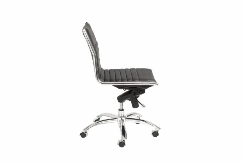 Office Chairs |   Copenhagen Black Faux Leather And Chrome Low Back Armless Rolling Office Desk Chair Home Office Office Chairs