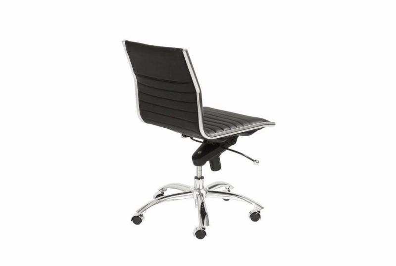 Office Chairs |   Copenhagen Black Faux Leather And Chrome Low Back Armless Rolling Office Desk Chair Home Office Office Chairs