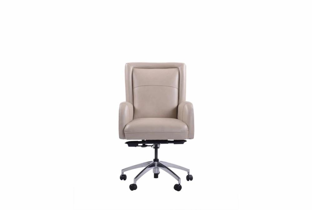 Office Chairs |   Edgar Beige Leather Rolling Office Desk Chair Home Office Office Chairs