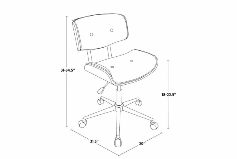 Office Chairs |   Linnea Walnut + Cream Faux Leather Swivel Adjustable Rolling Office Desk Chair Home Office Office Chairs