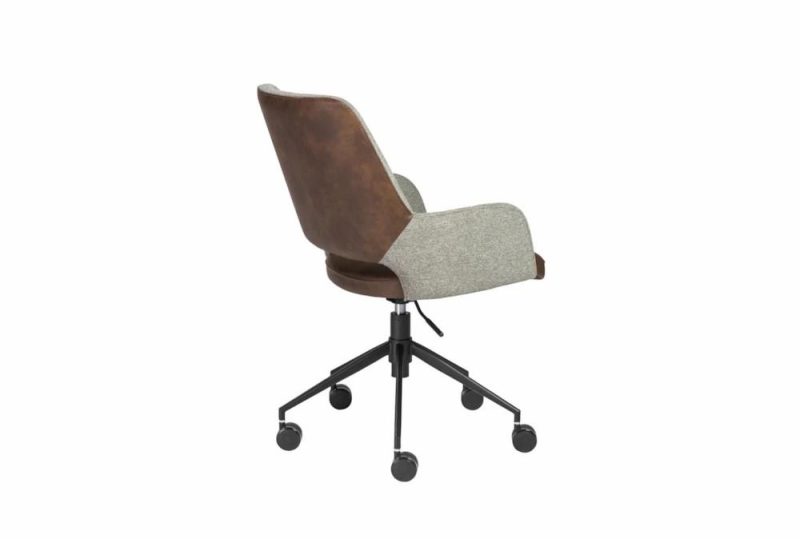 Office Chairs |   Mayfield Gray Fabric & Brown Faux Leather Rolling Office Desk Chair Home Office Office Chairs