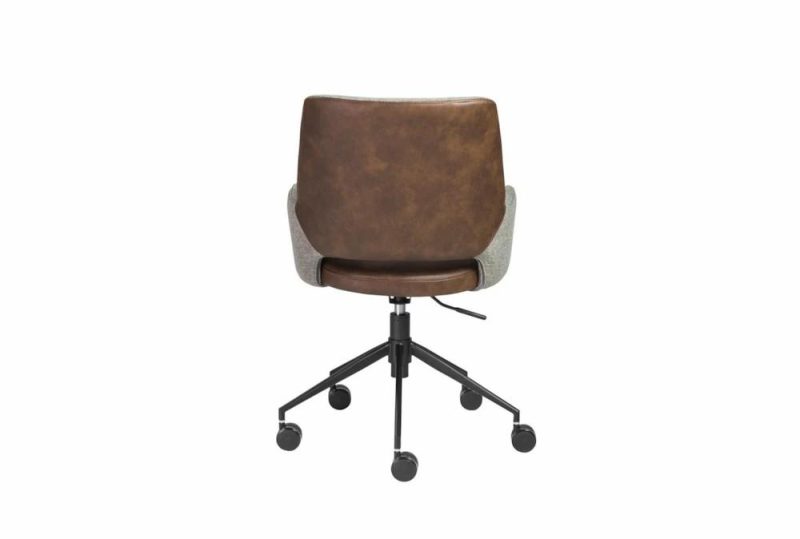 Office Chairs |   Mayfield Gray Fabric & Brown Faux Leather Rolling Office Desk Chair Home Office Office Chairs