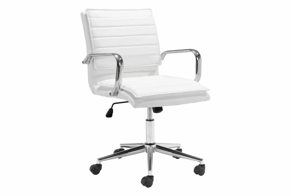 Office Chairs |   Penny White Faux Leather Rolling Office Desk Chair Home Office Office Chairs