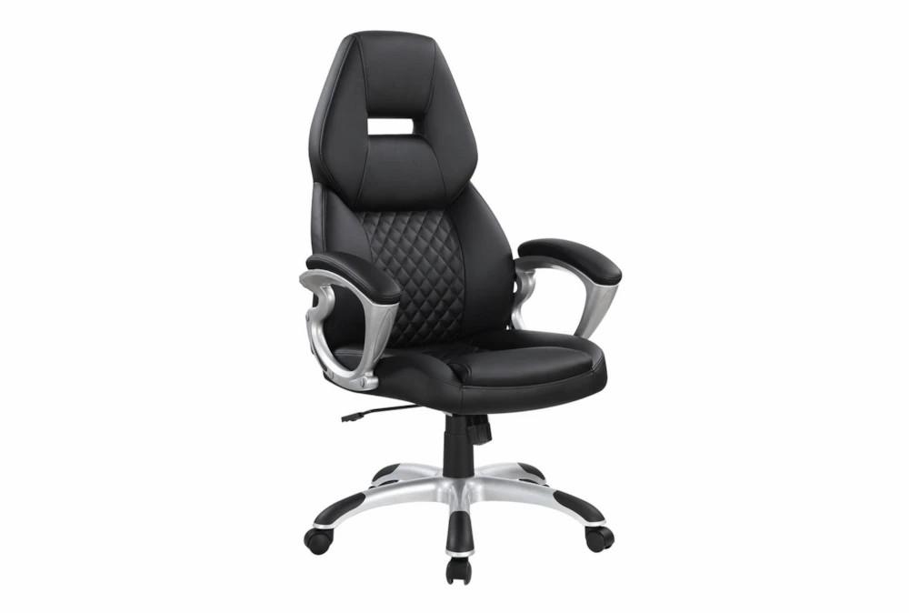 Office Chairs |   Russell Black + Silver Adjustable Office Chair Gaming Furniture Gaming Furniture