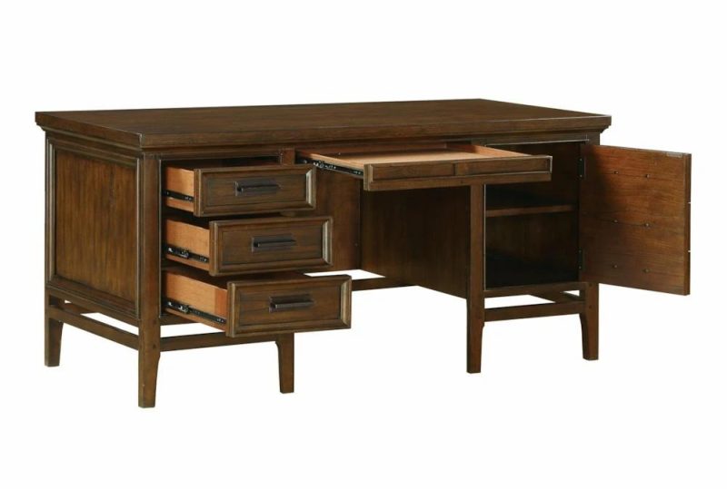 Office Desks |   63″ Brown Traditional 7 Drawer Executive Desk Home Office Office Desks