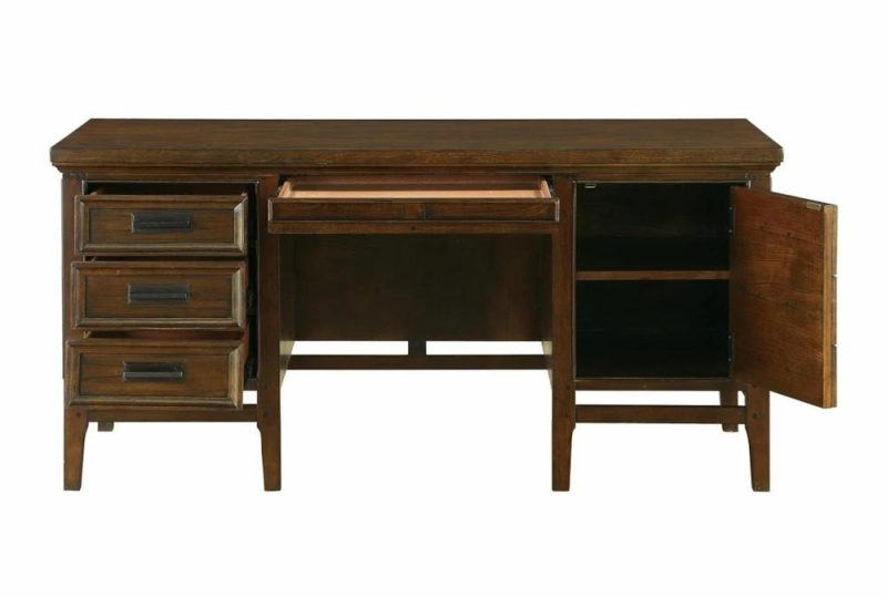 Office Desks |   63″ Brown Traditional 7 Drawer Executive Desk Home Office Office Desks