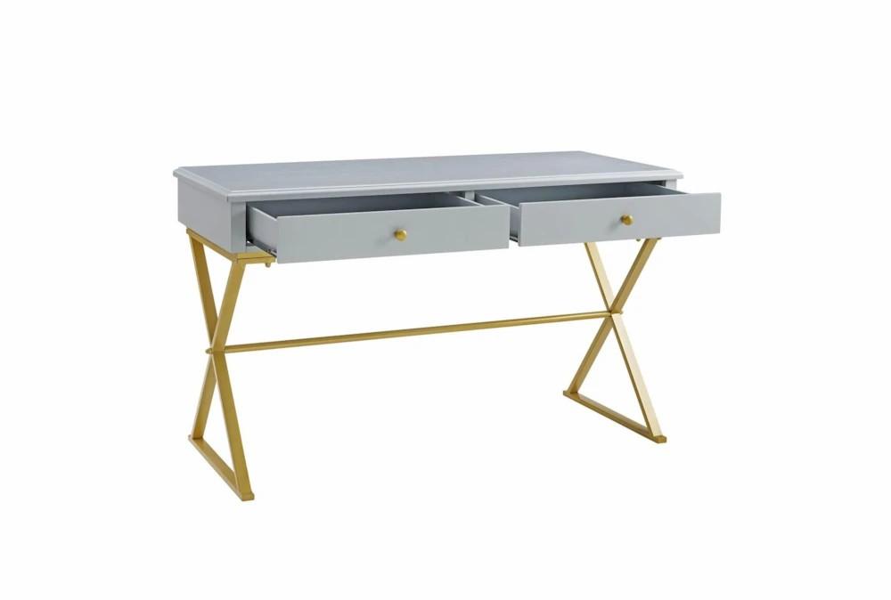 Office Desks |   Ardendale Grey +  Gold 48″ Desk With 2 Drawer Storage Home Office Office Desks