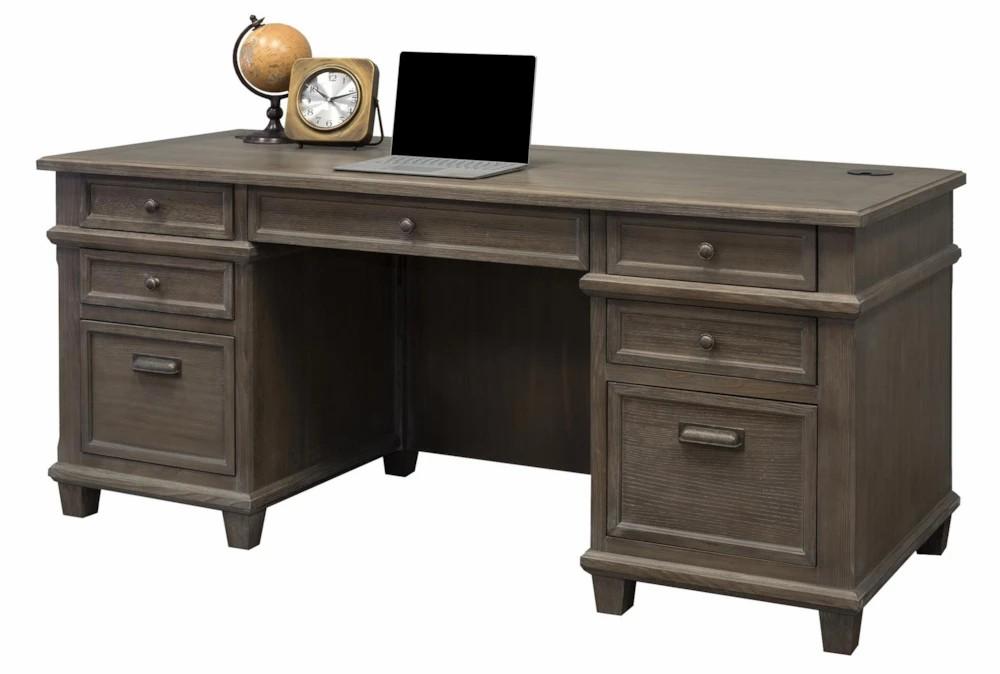 Office Desks |   Delaney Grey Double Pedestal Executive Desk Home Office Office Desks