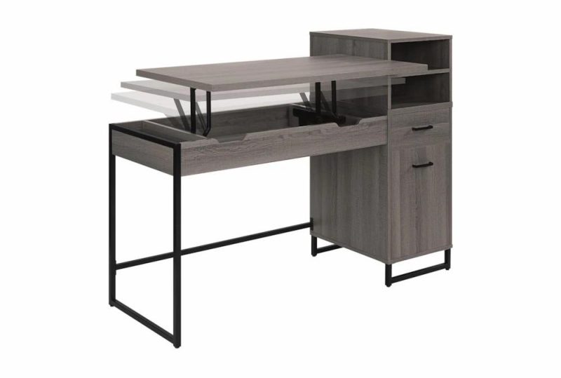 Office Desks |   Shah 54″ Lift-Top Adjustable Standing Computer Desk With 1 Drawer + 4 Shelf Storage Gaming Furniture Gaming Furniture