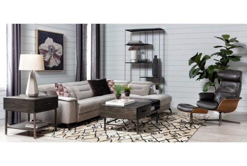 Ottomans + Poufs |   Amala Dark Grey Leather Rectangle Ottoman Living Room Ottomans + Poufs