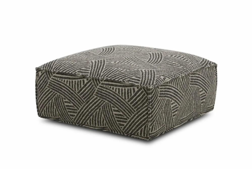 Ottomans + Poufs |   Atlas Fossil Brown Fabric Square Ottoman with Casters Living Room Ottomans + Poufs