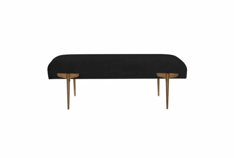 Ottomans + Poufs |   Brno Black Velvet Fabric Bench Living Room Ottomans + Poufs