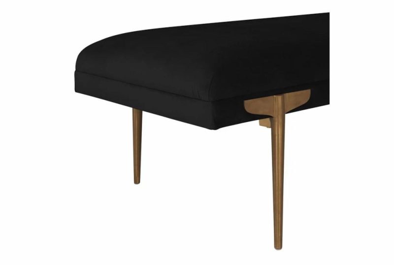 Ottomans + Poufs |   Brno Black Velvet Fabric Bench Living Room Ottomans + Poufs