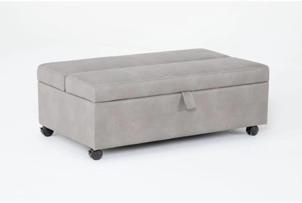 Ottomans + Poufs |   Charleston Grey Fabric Rectangle Ottoman with Twin Memory Foam Sleeper Living Room Ottomans + Poufs