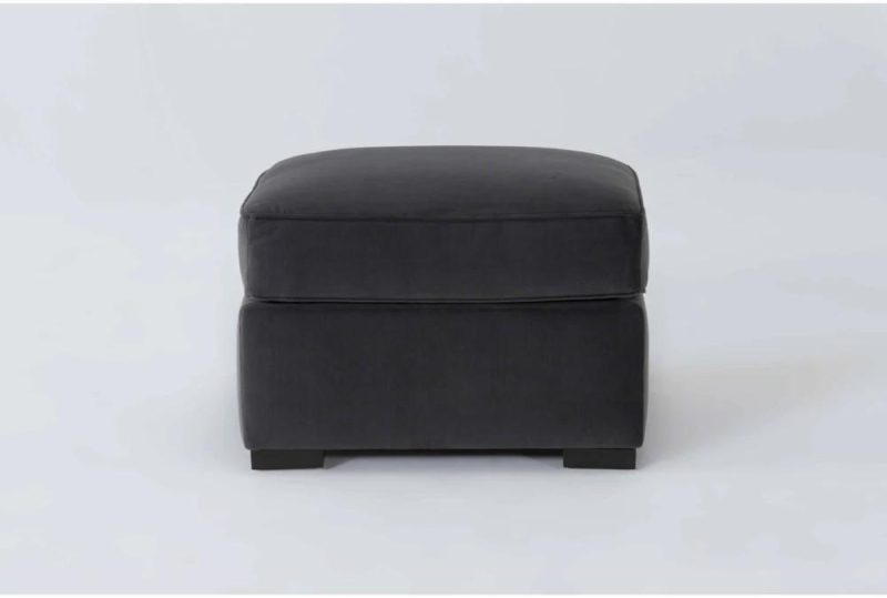 Ottomans + Poufs |   Cypress III 27″ Fabric Black Velvet Foam Ottoman Living Room Ottomans + Poufs