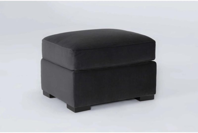 Ottomans + Poufs |   Cypress III 27″ Fabric Black Velvet Foam Ottoman Living Room Ottomans + Poufs