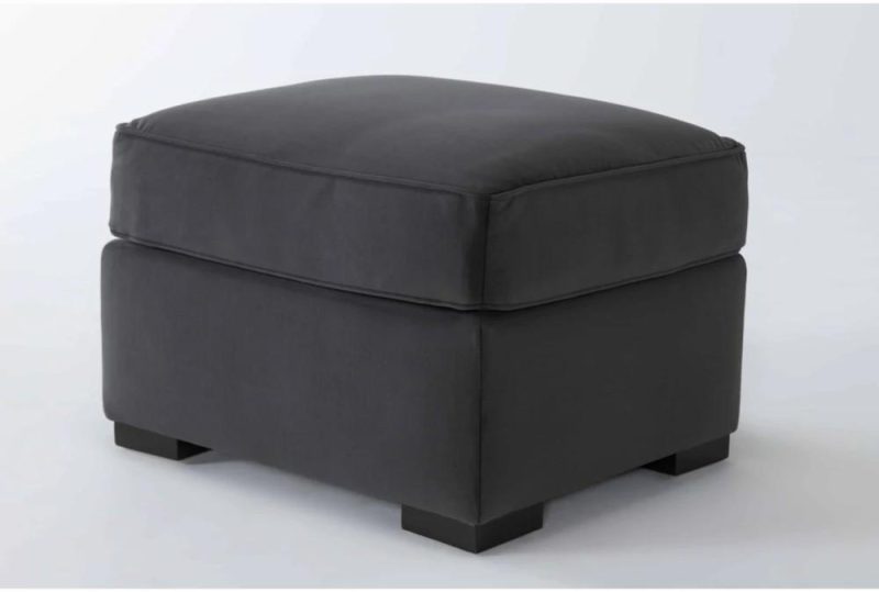 Ottomans + Poufs |   Cypress III 27″ Fabric Black Velvet Foam Ottoman Living Room Ottomans + Poufs