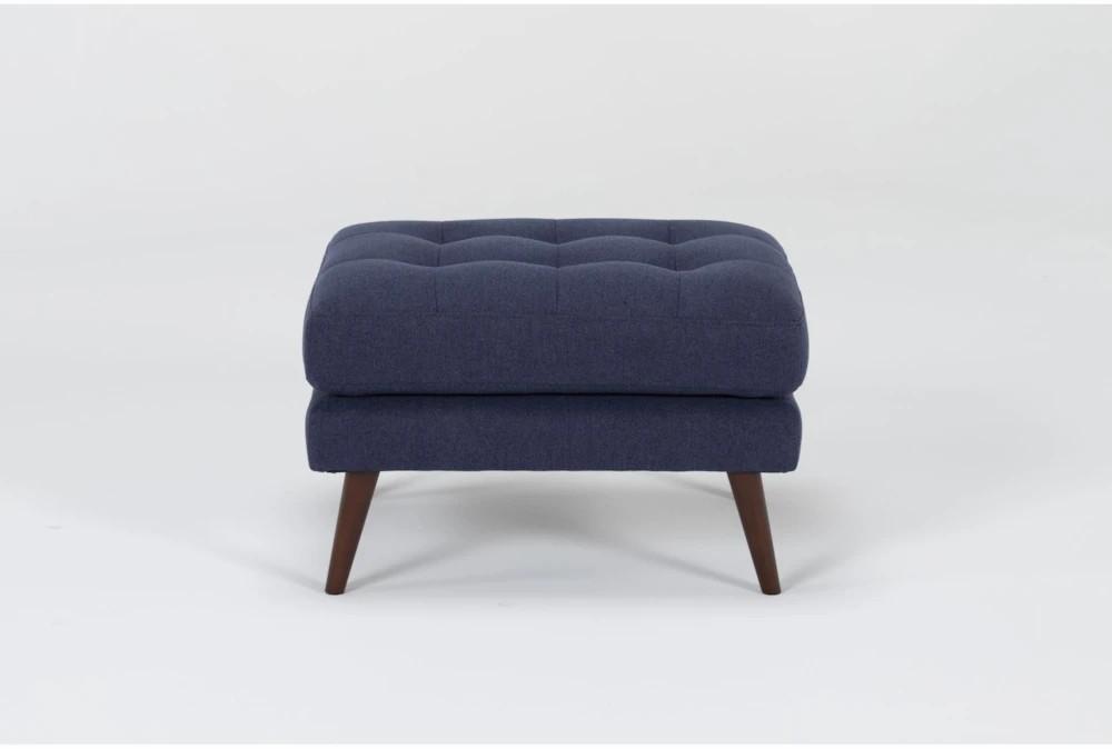 Ottomans + Poufs |   Ginger Denim Blue Fabric Rectangle Ottoman Living Room Ottomans + Poufs