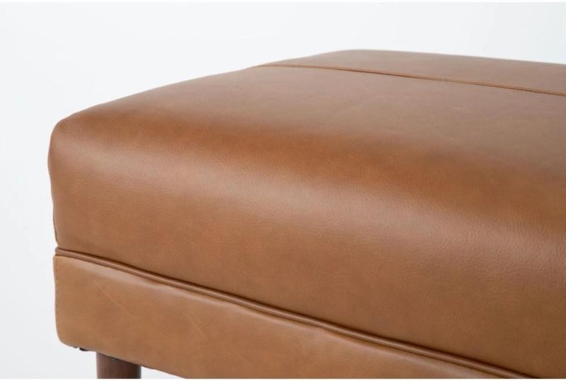 Ottomans + Poufs |   Ian Saddle Brown Leather Rectangle Ottoman Living Room Ottomans + Poufs