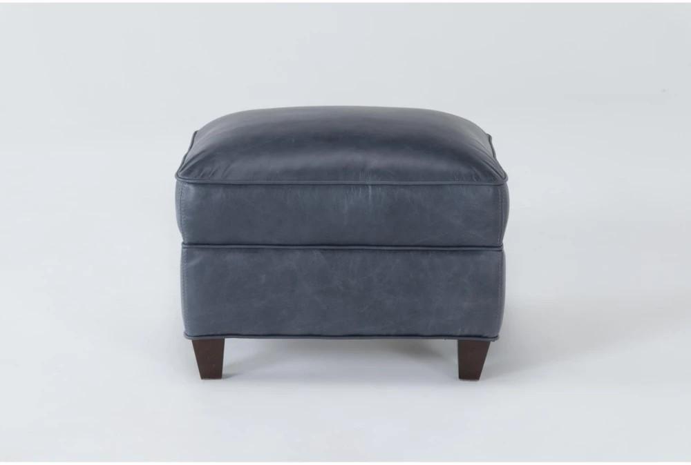 Ottomans + Poufs |   Theodore Blue Leather Rectangle Ottoman Living Room Ottomans + Poufs