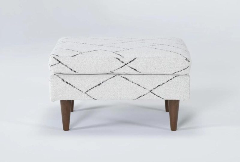 Ottomans + Poufs |   Zoe White Fabric Rectangle Ottoman Living Room Ottomans + Poufs