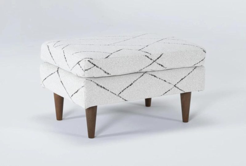 Ottomans + Poufs |   Zoe White Fabric Rectangle Ottoman Living Room Ottomans + Poufs