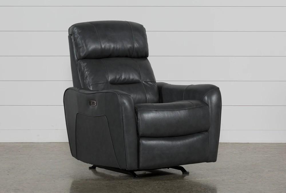 Recliners |   Cici Grey Leather Power Rocker Recliner with Power Headrest & USB Living Room Recliners