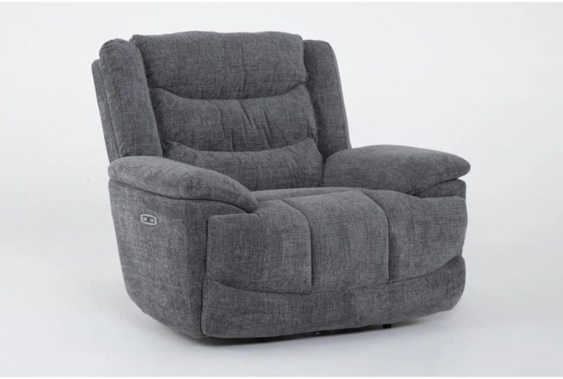 Recliners |   Cruz Smoke Grey Power Oversized Cuddler Recliner with USB Living Room Recliners