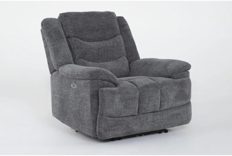 Recliners |   Cruz Smoke Grey Power Recliner with USB Living Room Recliners