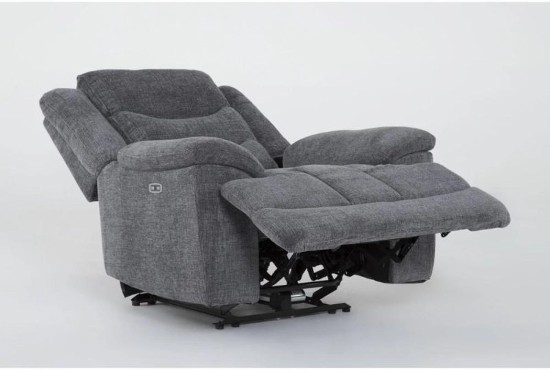 Recliners |   Cruz Smoke Grey Power Recliner with USB Living Room Recliners