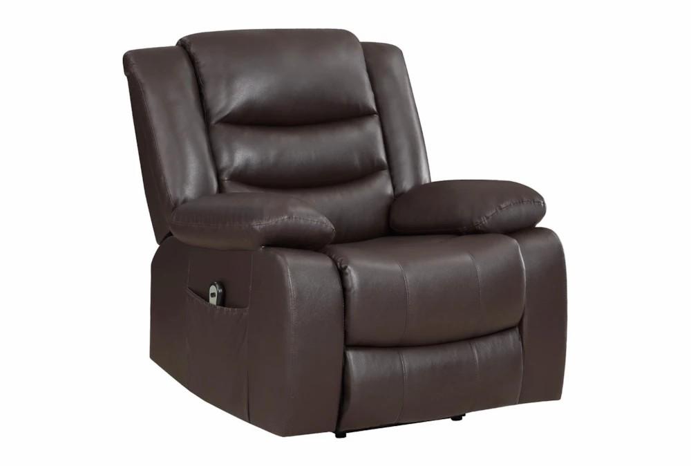 Recliners |   Foster Brown Faux Leather Power Lift Recliner Living Room Recliners