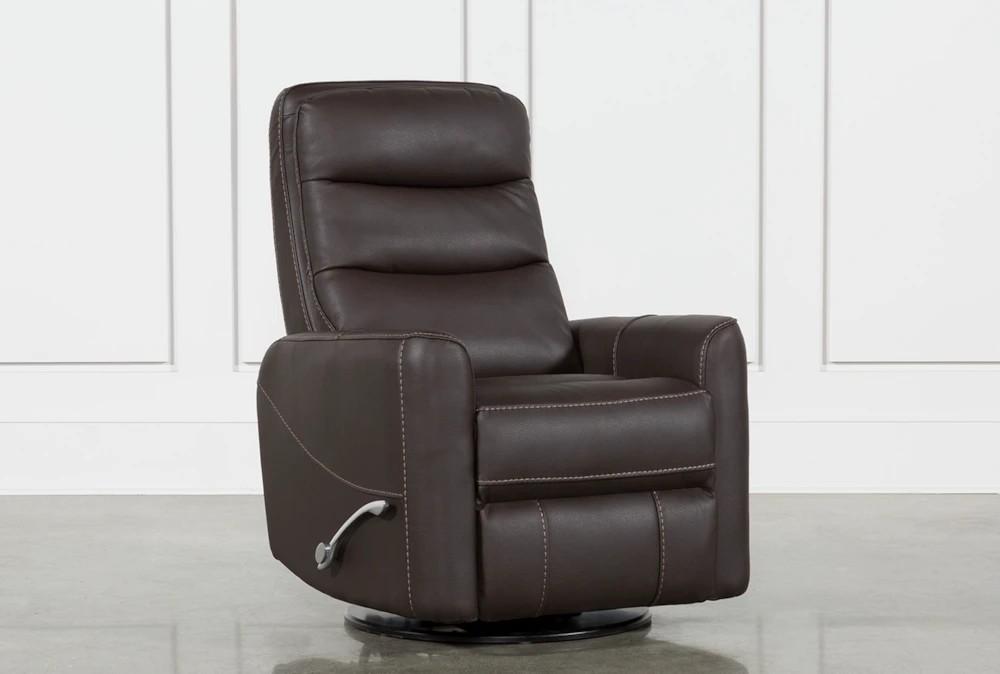 Recliners |   Hercules Chocolate Brown Manual Swivel Glider Recliner with Manual Adjustable Headrest Living Room Recliners