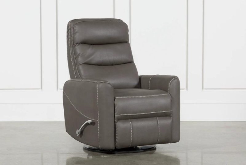 Recliners |   Hercules Grey Manual Swivel Glider Recliner with Manual Adjustable Headrest Living Room Recliners