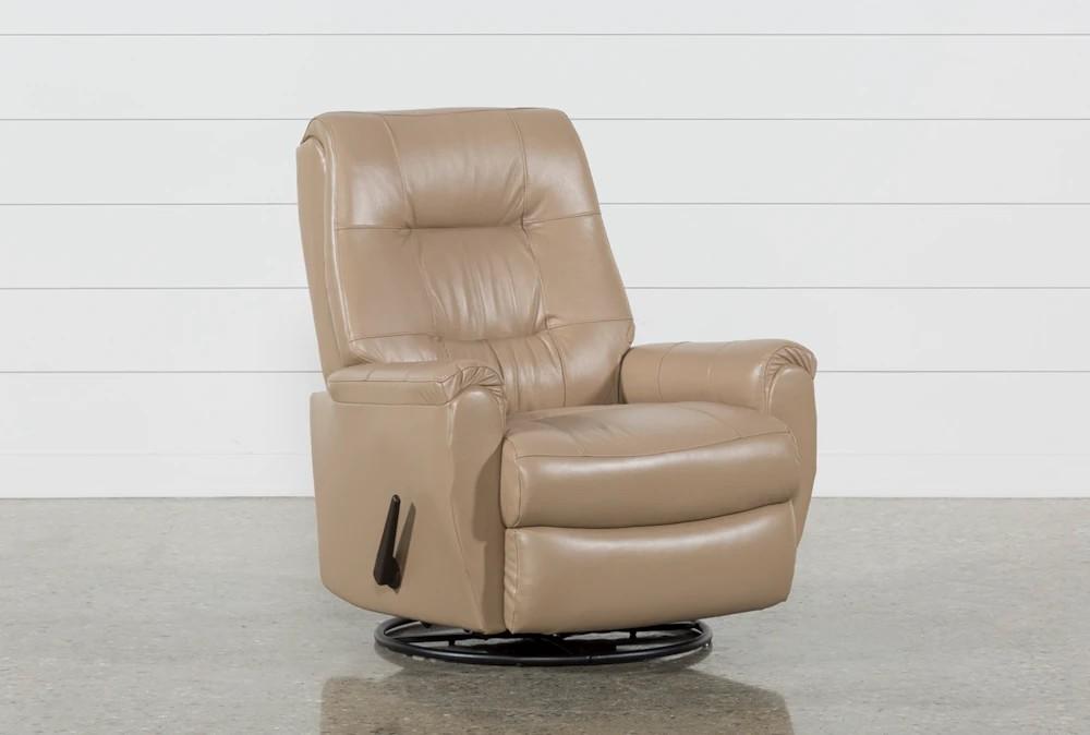 Recliners |   Rogan II Leather Cafe Latte Swivel Glider Recliner Living Room Recliners