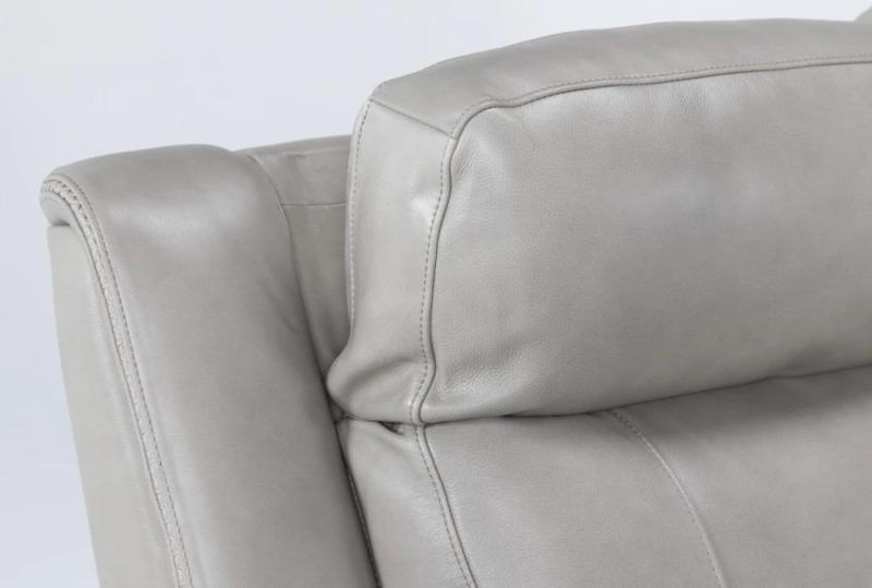 Recliners |   Serena Taupe Leather Power Recliner with Power Headrest, Heat & Massage Living Room Recliners