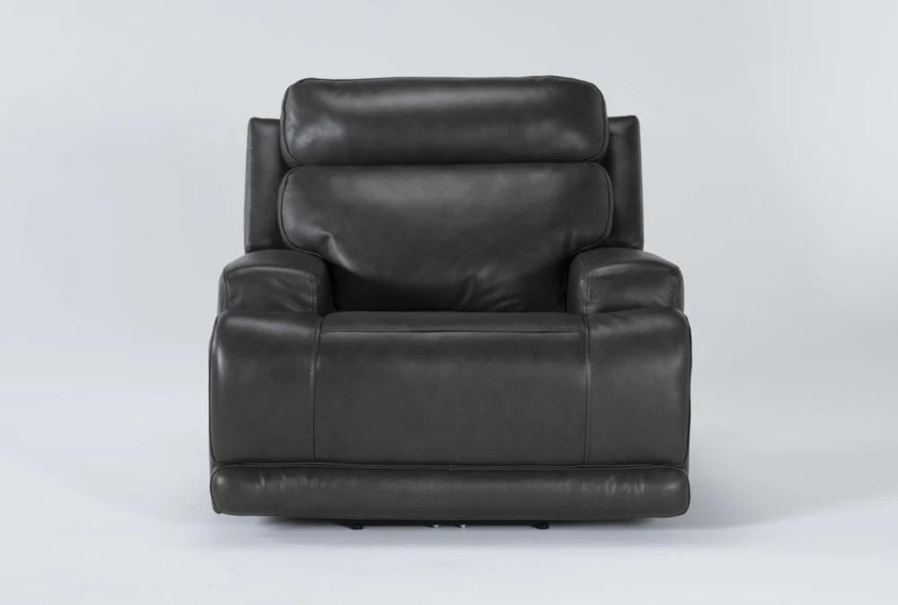 Recliners |   Vance  Grey Leather Power Zero Gravity Recliner with Power Headrest, Power Lumbar & USB Living Room Recliners