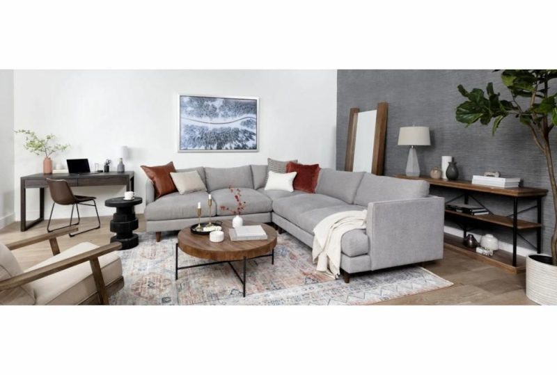 Sectionals |   Adeline II Grey Chenille 3 Piece 109″ Sectional Living Room Sectionals