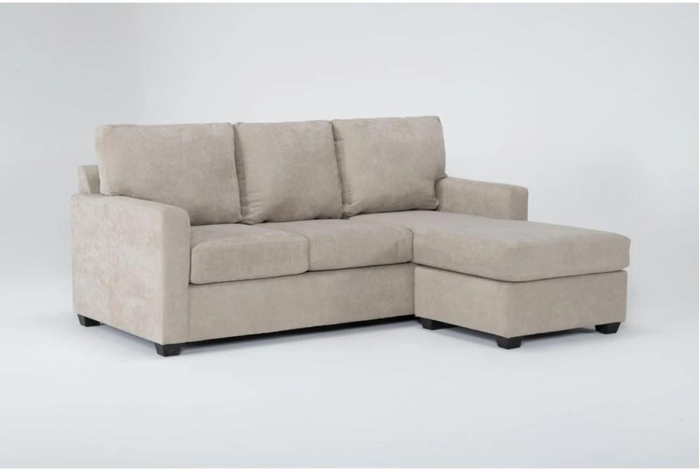 Sectionals |   Aramis Cream Beige Fabric 83″ Sofa with Reversible Chaise Living Room Sectionals