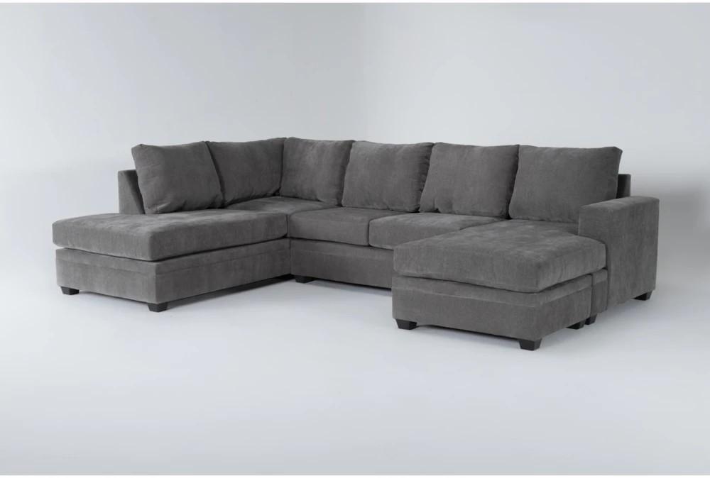 Sectionals |   Bonaterra Charcoal Grey Fabric 127″ 2 Piece U-Shaped Sectional with Right Arm Facing Sofa Chaise & Left Arm Facing Corner Chaise Living Room Sectionals