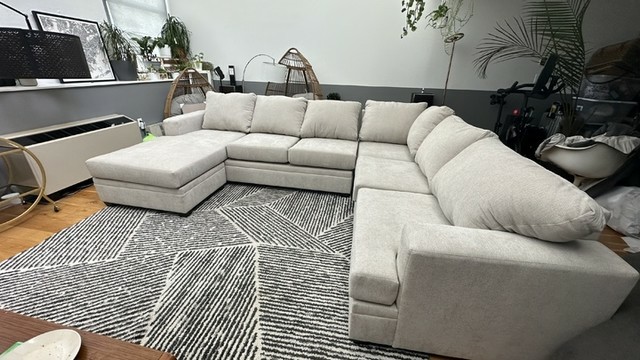 Sectionals |   Bonaterra Sand Beige Fabric 127″ 2 Piece U-Shaped Sectional with Left Arm Facing Sofa Chaise Living Room Sectionals