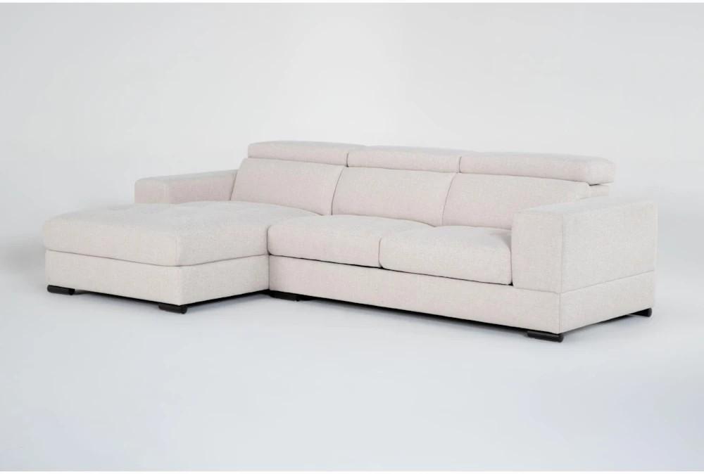 Sectionals |   Braxton Cream 2 Piece Manual Sliding Seat Sectional with Left Arm Facing Chaise & Adjustable Headrest Living Room Sectionals