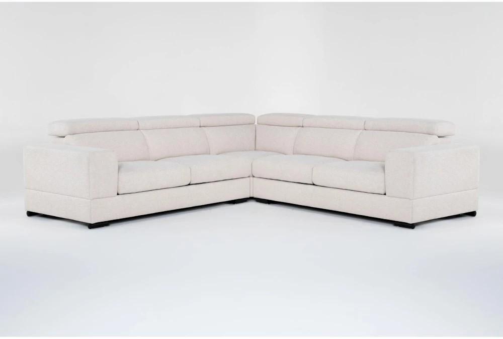 Sectionals |   Braxton Cream 3 Piece Manual Sliding Seat L-Shaped Sectional with Adjustable Headrest Living Room Sectionals