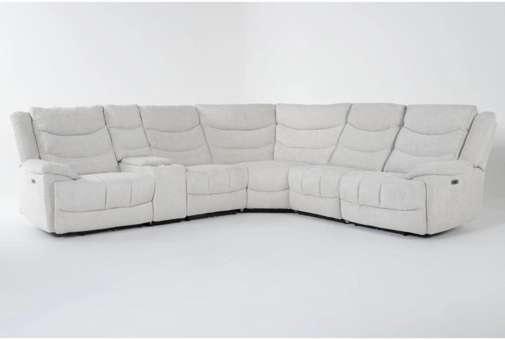 Sectionals |   Cruz Ecru 6 Piece Power Reclining L-Shaped Modular Sectional with Storage, Cupholders & USB Living Room Sectionals