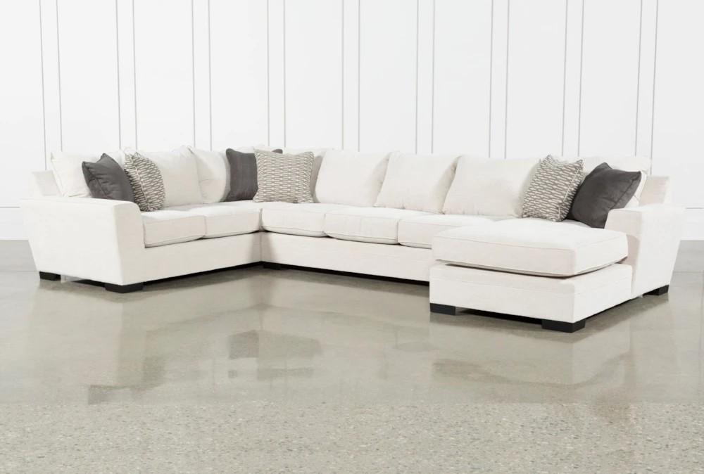 Sectionals |   Delano Pearl Chenille 3 Piece 169″ Fabric Sectional With Right Arm Facing Chaise Living Room Sectionals