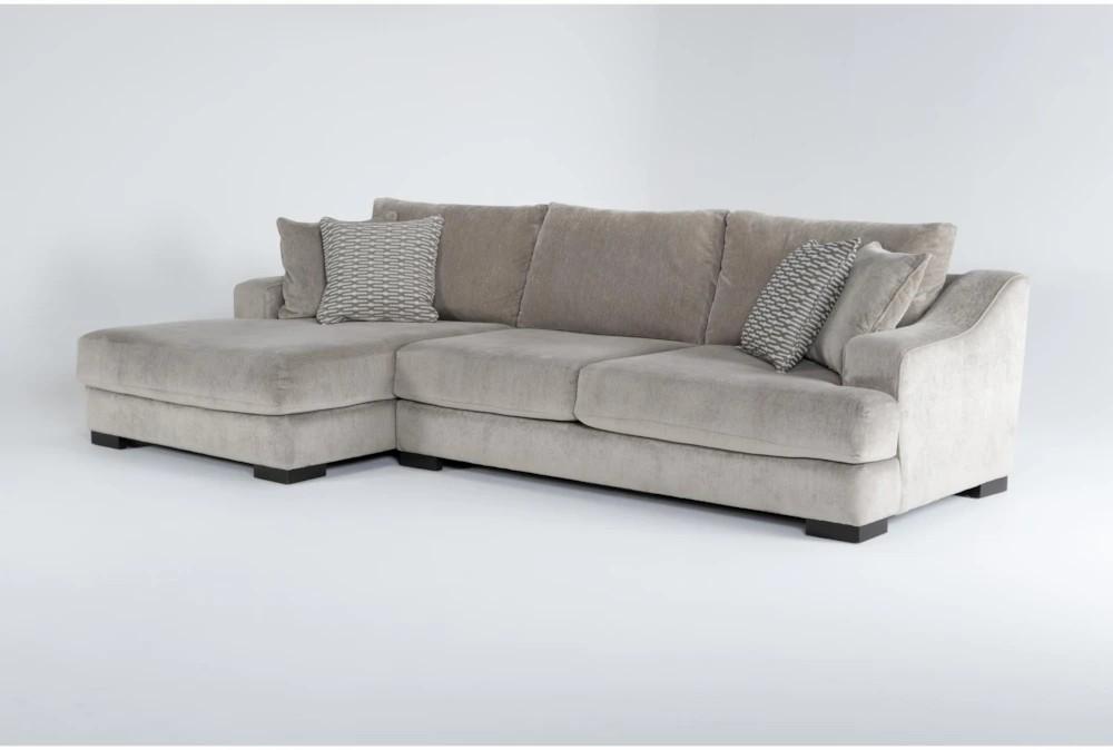 Sectionals |   Lodge Fog Grey Chenille 2 Piece 139″ Fabric Sectional With Left Arm Facing Oversized Chaise Living Room Sectionals