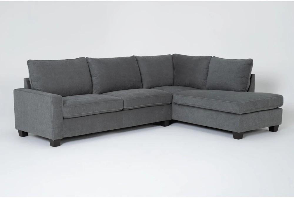 Sectionals |   Reid Grey Fabric 109″ 2 Piece L-Shaped Sectional with Right Arm Facing Corner Chaise Living Room Sectionals