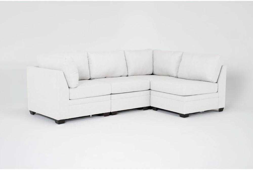 Sectionals |   Solimar Sand White Fabric 4 Piece Modular L-Shaped Sectional with 2 Corners & 2 Armless Chairs Living Room Sectionals